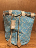 Large New Dharma Door Fair Traid Artisans Tall Fez Teal Canvas Basket