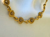 Vintage Sunflower Gold Tone Sun Flowers Necklace
