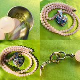 Jay King Dtr Sterling Silver Pink Rose Quartz Bead Necklace Abalone Mosaic Heart