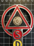 SDA "Safe Driver 9 Years" Arrow Car Badge