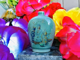 Antique Asian Hand Painted Green Far Eastern Imported Vase