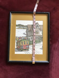 70’s San Francisco Trolly Watercolor Lithograph Signed Debbie Patrick Framed Art