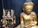 18th Century Burmese Gold Gilt Resin Hand Carved Buddha Temple Sculpture