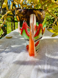 Vintage Multi Color Swirl Art Blown Glass Swan Bird Decorative Bowl Figurine