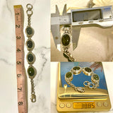 Vintage Sterling Silver 925 Green Gem Stone Link Bracelet