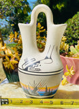 Vintage South Western Ceramic Pottery Hand Painted Native Wedding Art Vase