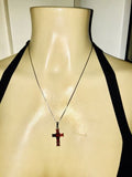 Sterling Silver 925 Red Rhinestone Cross Necklace