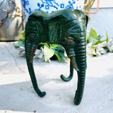 Vintage Green Metal 3 Footed Trunk Elephant Head Candle Holder Ashtray