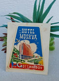 Vintage Hotel Moskva Luggage Label Gottwalldov