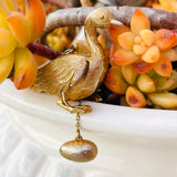 Signed Hattie Carnegie Golden Goose That Laid Golden Egg Mechanical Pendant