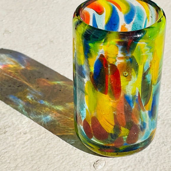 Murano Multi Color Confetti Splatter Art Glass Vase Cup