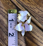 Vintage Hallmarked Cerrito Orchid Brooch Pin - Pink White And Gold