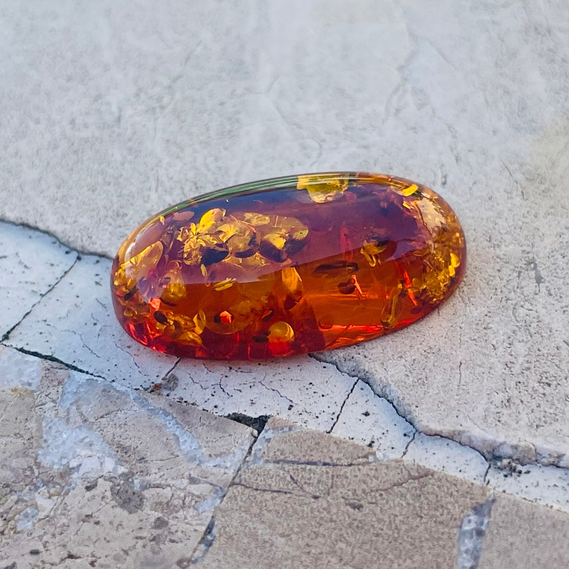 Genuine Amber Fossilized Tree Resin Specimen Oval Polished