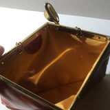 Vintage ETRA Red Genuine Leather Clutch Small Handbag 1960s