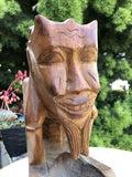 Pacific Islands Tiki Hand-carved Wood Starving Man Statue Ethnic Folk Art