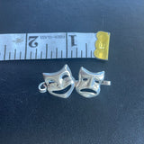 Sterling Silver 925 Comedy Tragedy Happy Sad Drama Masks Faces 6g Brooch Pin