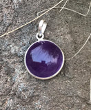 Vintage Sterling Silver 925 Amethyst Circular 23mm Round Stone Circle Pendant