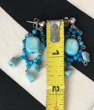 Vintage Artisan Sterling Silver 925 Blue Turquoise Stone Dangle Pierced Earrings