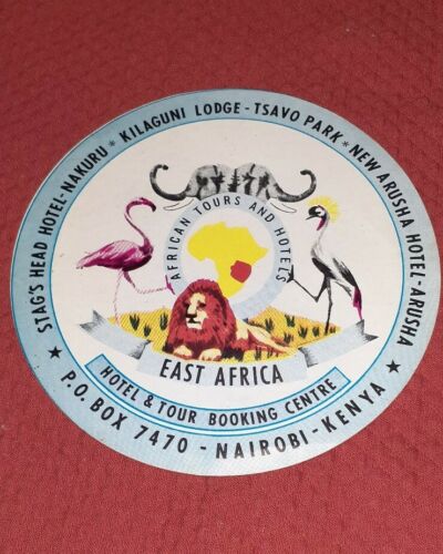 African Tours And Hotels Booking Centre Luggage Label Tag East Africa Kenya Lion