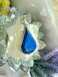 Vtg Sterling Silver 925 Lapis Lazuli Blue Stone Reuleaux Triangle Pendant 20g