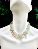 Murano Venetian Wedding Cake Floral Art Glass Italian Bead Necklace Choker