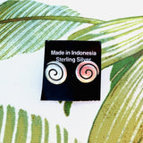 Sterling Silver 925 Swirl Spiral Coil Māori Symbol Post Earrings Indonesia 1g