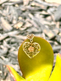 14K Yellow Rose Gold 2 Tone 14KT 585 Heart Flower Dangle Drop Post Earring