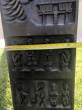 Antique Tribal Folk Art Carved Ebony Wood High Relief Wall Hanging Carving