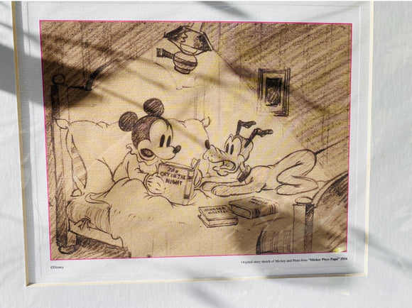 Vintage 1934 Repro Story Art Sketch Of Mickey Plays Papa Mickey Mouse And Pluto