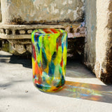Murano Multi Color Confetti Splatter Art Glass Vase Cup