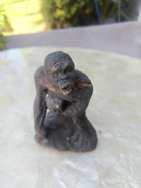 Antique Hand Carved Wood Ape Monkey Primate Figurine