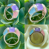 Signed 925 Sterling Silver Purple Blue Pink Stone Ring Size 5.75 Weighs 6.35g