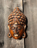 Vintage Artisan Hand Crafted Wood Carved Spiritual Zen Buddha Face Mask Wall Art