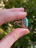 Vintage Sterling Silver 925 Blue Oval Turquoise Stone Ring 5.35 Grams Size 6