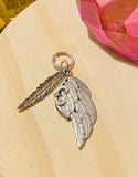 Vintage 925 Sterling Silver Feather wing Dangle Pendant Feathers Charms 5.23g