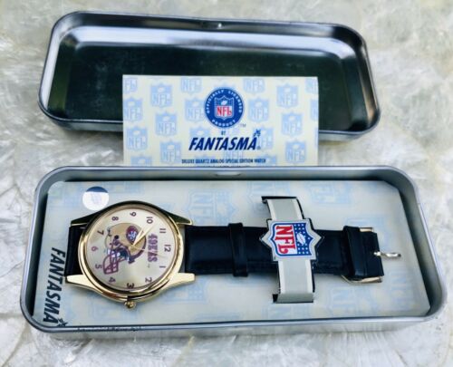 Vintage Fantasma NFL 1996 Deluxe Quartz 49ers Gold Tone Watch w Original Tin Box