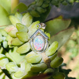 Vintage Sterling Silver 925 Modernist Rainbow Fire Opal Charm Fine Pendant 3.3g