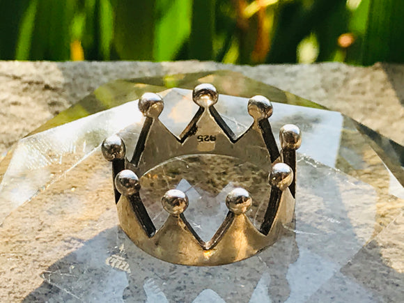 Vintage Sterling Silver 925 King Queen Crown Ring 8.2g Mens Unisex Size 10.75
