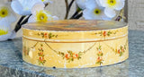 Antique Victorian Yellow Floral Outdoor Scenery Trinket Keepsake Box Container