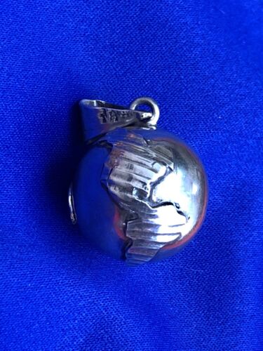 Vtg Taxco World Globe Sterling Silver 925 Chime Harmony Bell Orb Music Pendant