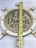 Let Your Dreams Set Sail Wood Painted Ship (hanging) Wheel Wall Decoir