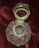 Vintage Antique Rare Cut Crystal Hinged Inkwell Inkpot