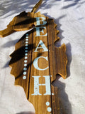 Modern Wood Carved Painted White Ocean Sea Horse Beach Wooden Decor Sign