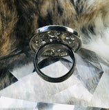 Dolce Gabbana D & G White Crystal Rhinestone DG Silver Tone Ring Size 7.5