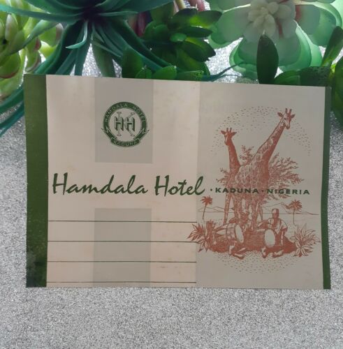 Vintage Hamdala Hotel Kaduna Nigeria Luggage Sticker Label