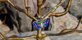Multi Color Cloisonne Enamel Sterling Silver Butterfly Necklace