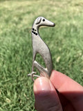 Silver Tone Black Rhinestone Sitting Greyhound Dog Hound Pin Brooch