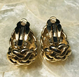 Vintage Signed Designer Givenchy Paris New York Goldtone Clip On Earrings