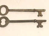 Antique Vintage Germany Original Skeleton Key Set Of 2 German Metal Keys