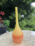 American Euro Modern Abstract Opaque Orange Yellow Swirl Art Glass Vase Hungary